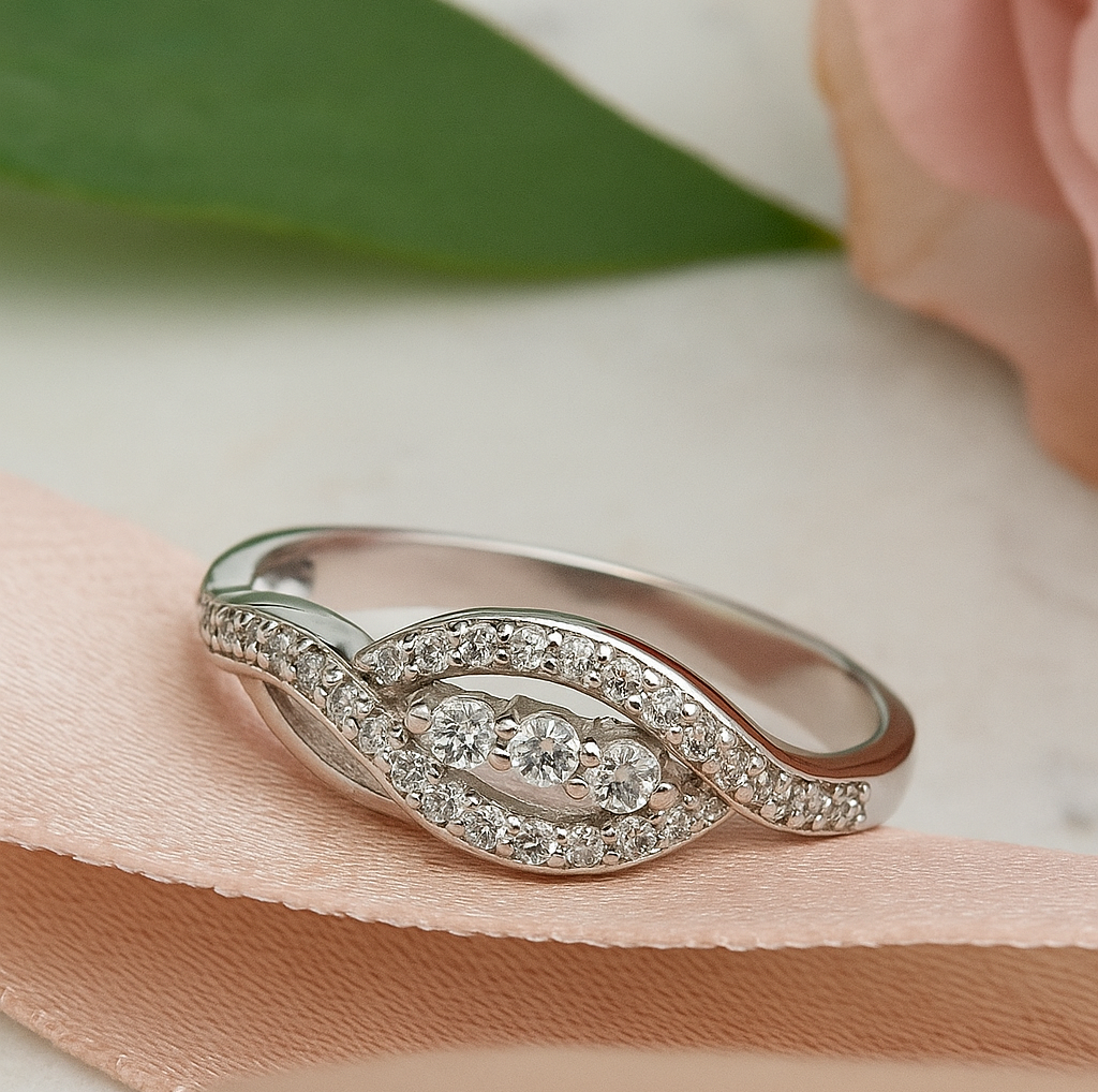 Infinity Sparkle Ring in 925 Pure Silver with Premium Rhodium-Plated - Image 3