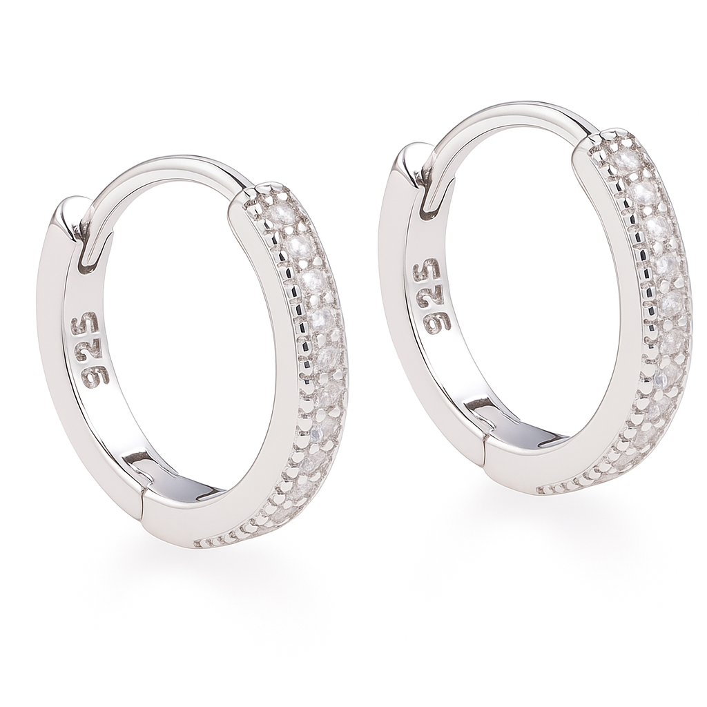Classic Hoop Earrings in 925 Pure Silver with Premium Rhodium-Plated - Image 3