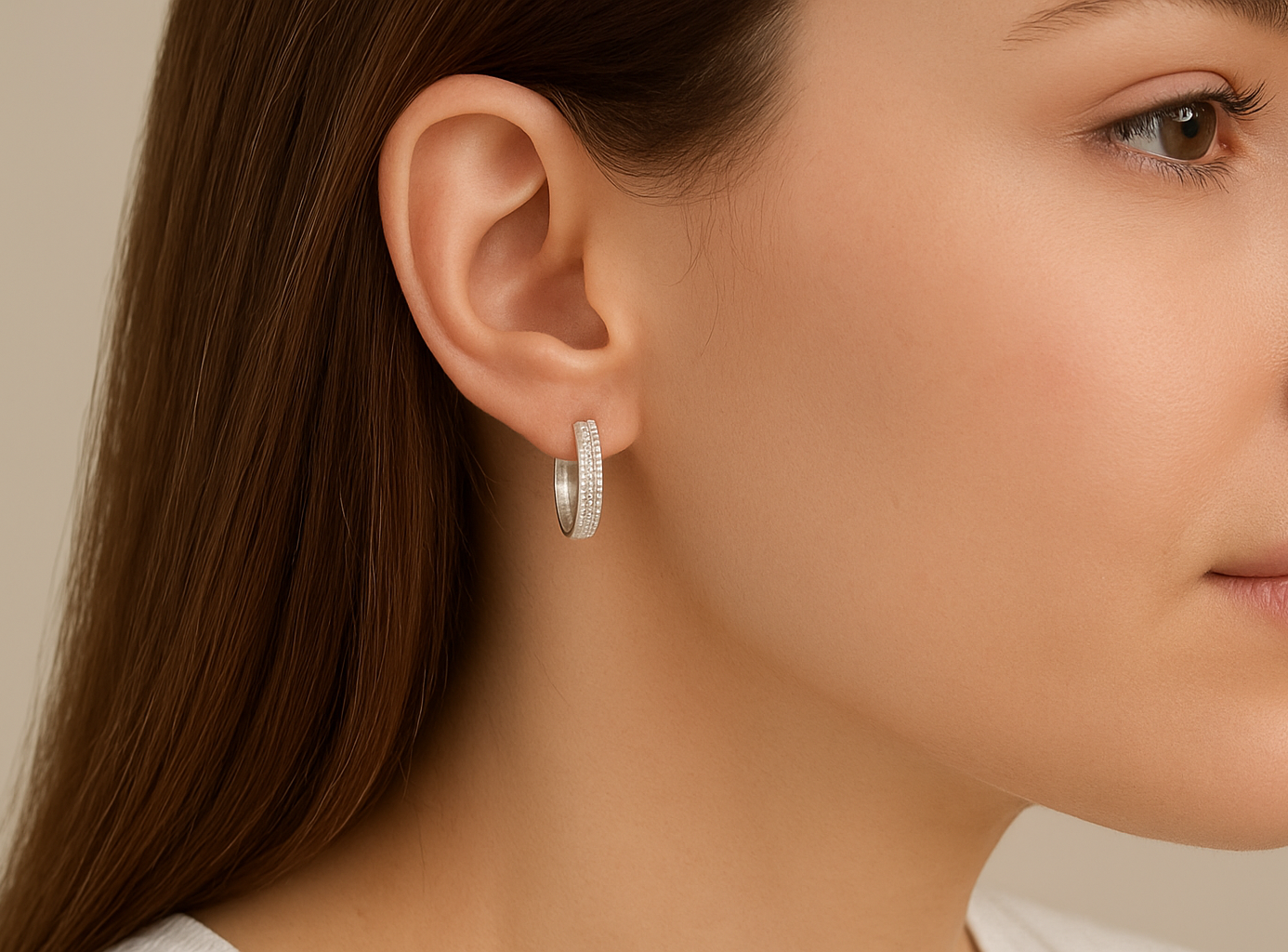 Classic Hoop Earrings in 925 Pure Silver with Premium Rhodium-Plated - Image 2