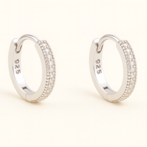 Classic Hoop Earrings in 925 Pure Silver with Premium Rhodium-Plated