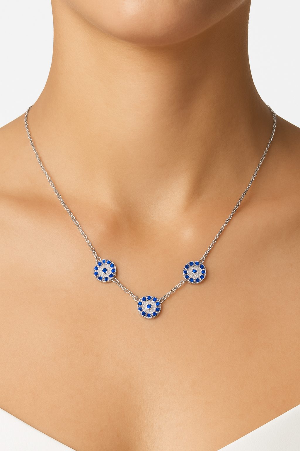 Stylish Evil Eye-Inspired Necklace in 925 Pure Silver with Premium Rhodium-Plated - Image 3
