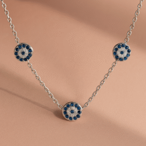 Stylish Evil Eye-Inspired Necklace in 925 Pure Silver with Premium Rhodium-Plated