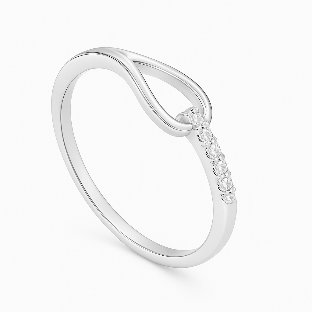 Minimal Teardrop Ring in 925 Pure Silver with Premium Rhodium-Plated