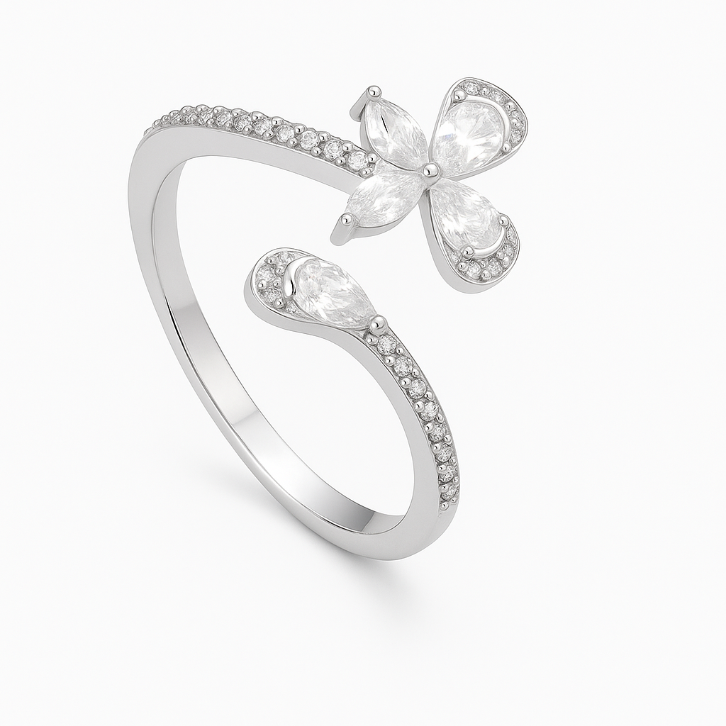 Elegant Butterfly Ring in 925 Pure Silver with Premium Rhodium Plating