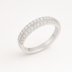 Double Row Band Ring in 925 Pure Silver with Premium Rhodium-Plated