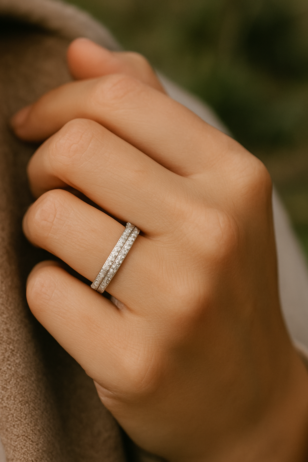 Double Row Band Ring in 925 Pure Silver with Premium Rhodium-Plated - Image 4