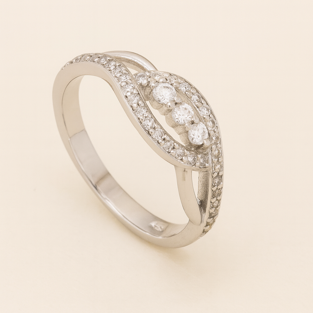Infinity Sparkle Ring in 925 Pure Silver with Premium Rhodium-Plated