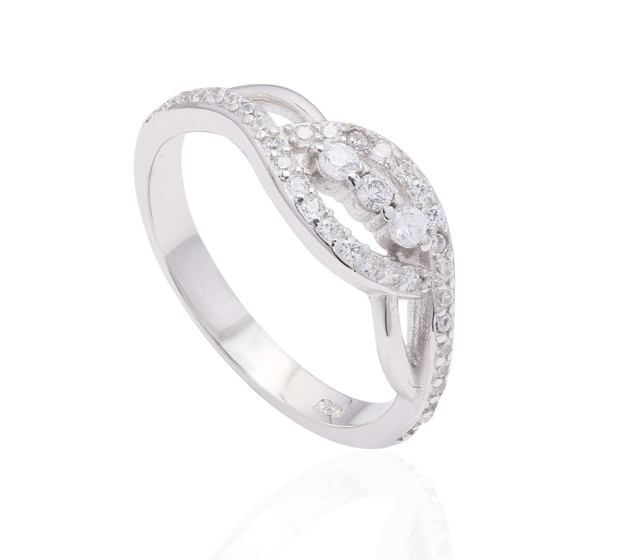 Infinity Sparkle Ring in 925 Pure Silver with Premium Rhodium-Plated - Image 2
